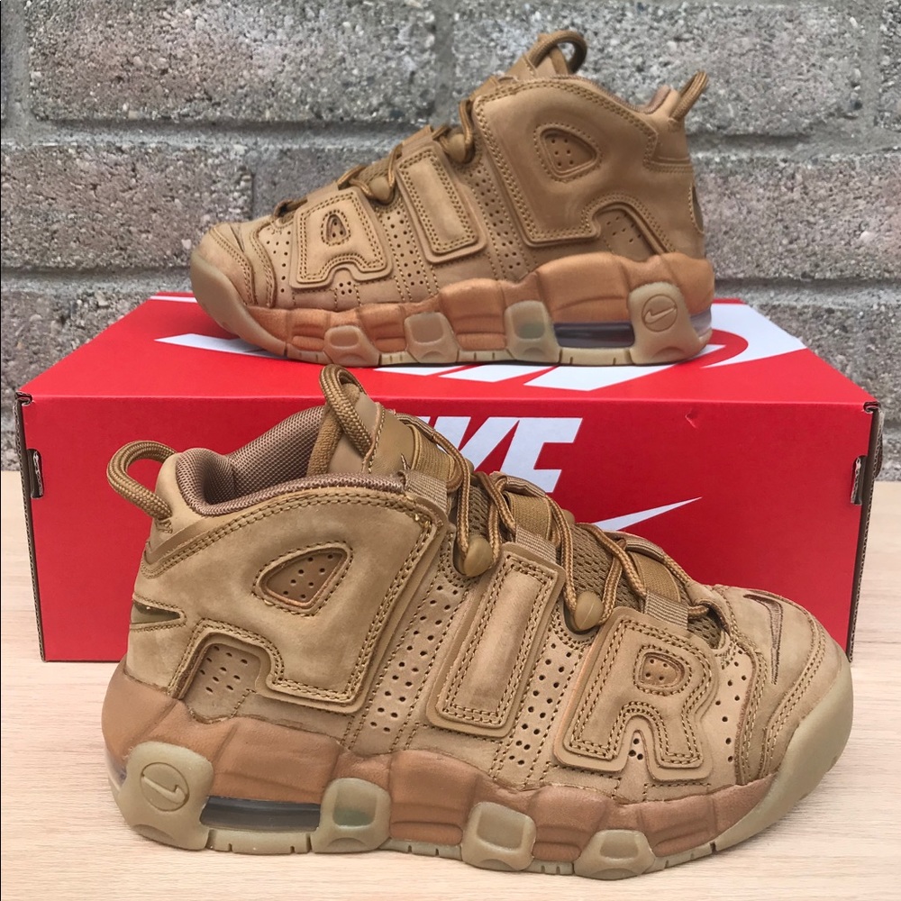 Kids Nike Air More Uptempo Flax Gum sole Sz 3.5Y - Picture 5 of 8